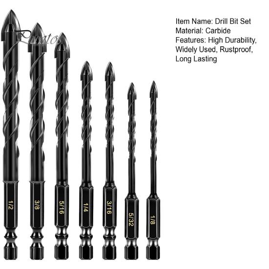 7-teiliges Bohrer-Set, rostfrei, korrosionsbeständig, superscharf, breit kompatibel, industrielle Stärke, Hartmetall-Kreuzbohrer-Spitzen-Set