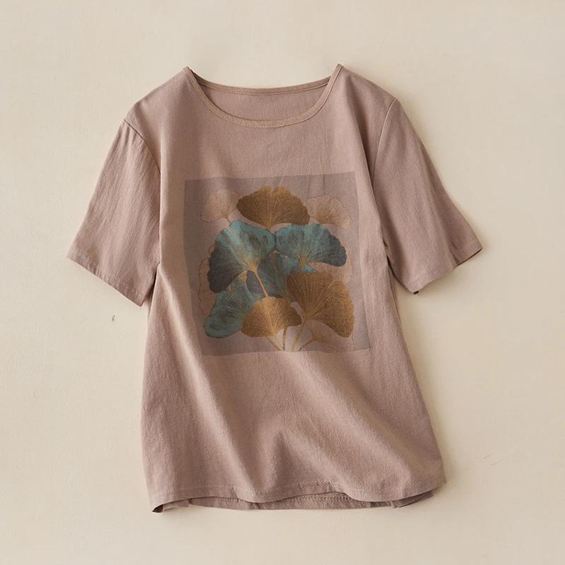 T-shirt for Women Summer Cotton T-shirt Soft Loose Printed Casual Comfortable Pullover T-shirt Top