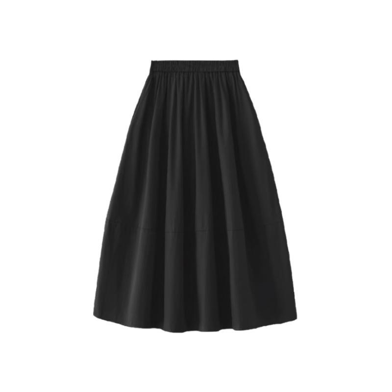 Bust skirt women's new summer high waist and thin umbrella skirt pleated Yamamoto skirt small apricot long skirt