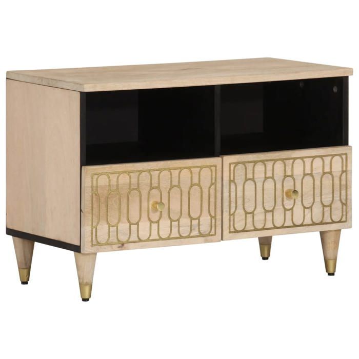 VidaXL Meuble TV 70x33x46 cm Bois massif de manguier, support tv, armoire média, armoire hifi, unité tv, meuble multimédia, 358249