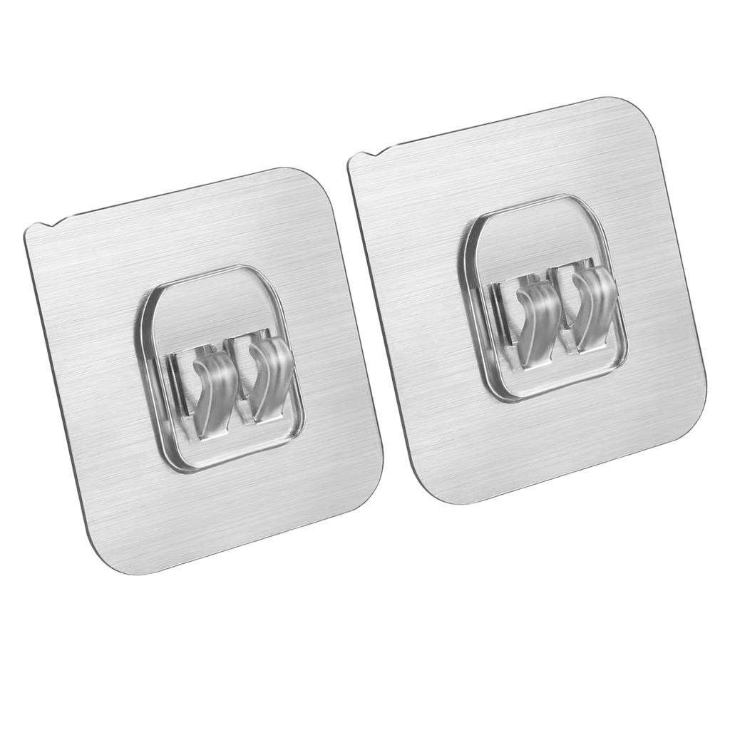 2PCS Self Adhesive Hooks Multifunctional Punch Free Transparent Heavy Duty Wall Sticky Hooks for