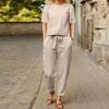 Damesloszittende Halve Mouw Wijde Pijp Enkelbroek 2-delige Set Casual Zomer Outfit