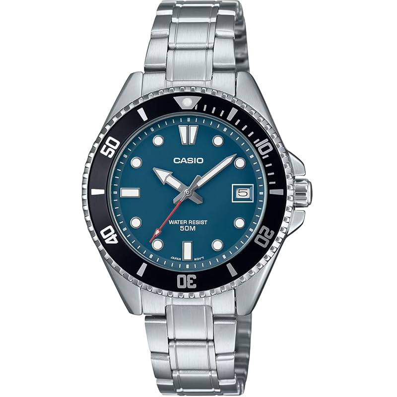 

[Casio] CASIO standard analog watch MDV-10D-2A1V boys ladies girls blue green metal band overseas model [product]