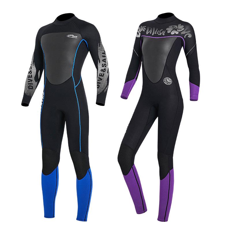 3MM Thick Full-Body Wetsuit: Warm Long Sleeve Diving, Snorkeling, Swimming, Surfing Suit.