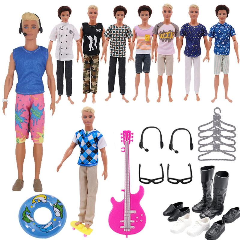 30pcs/set Clothes Set Men's For Ken Doll Clothes Accessories Contains Shoes, Headphones,Skateboards,Guitar Dolls Children's Toys