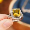 Huitan Gorgeous Yellow Cubic Zirconia Women Rings for Engagement Wedding Temperament Elegant Female Accessories Fashion