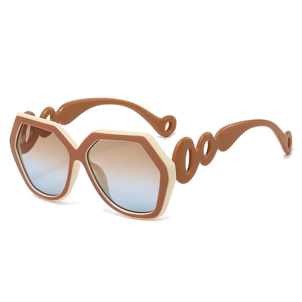 

Ins New Trend Retro Gradient Hexagonal Women Sunglasses Personality Contrast Irregular Frame Design Men Versatile as picture