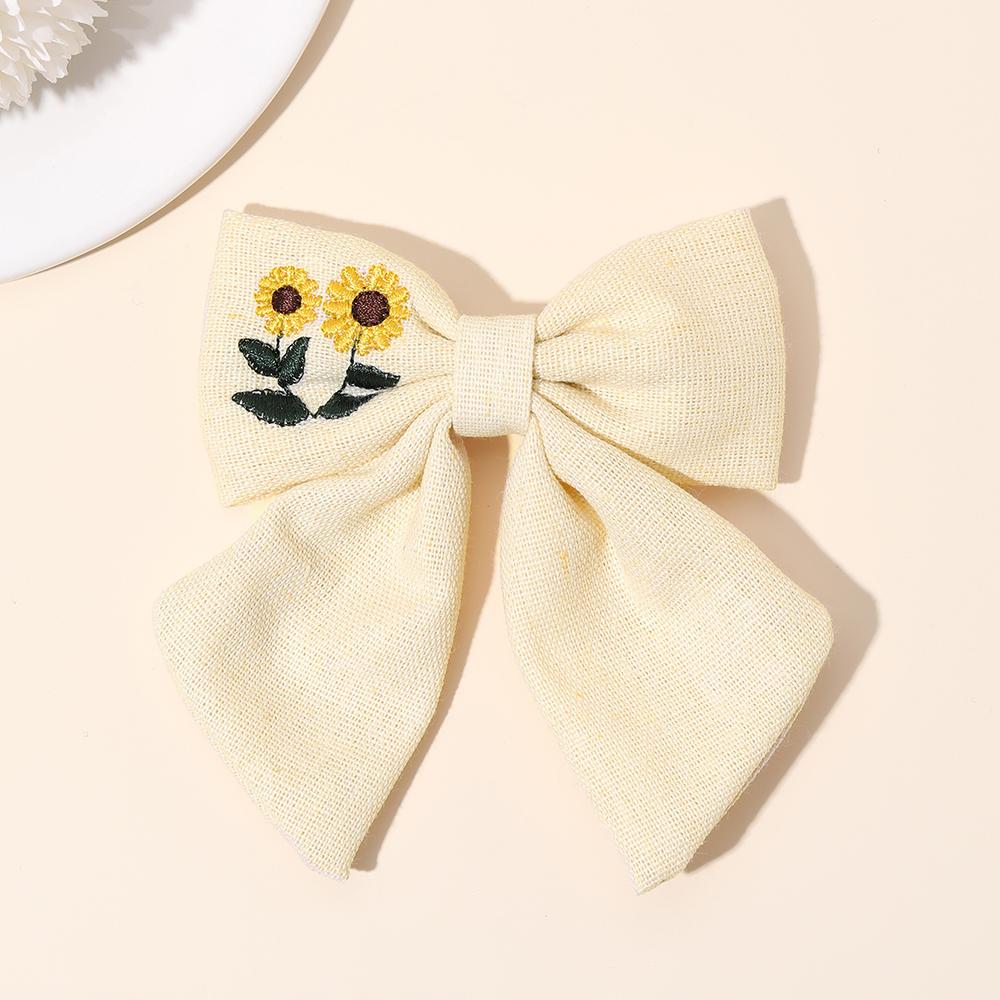 

Beige Flower Hair Clip Elegant Sweet Handmade Embroidery Sunflower Floral Hairpin For Girls Children s Headwear Kids Accessories