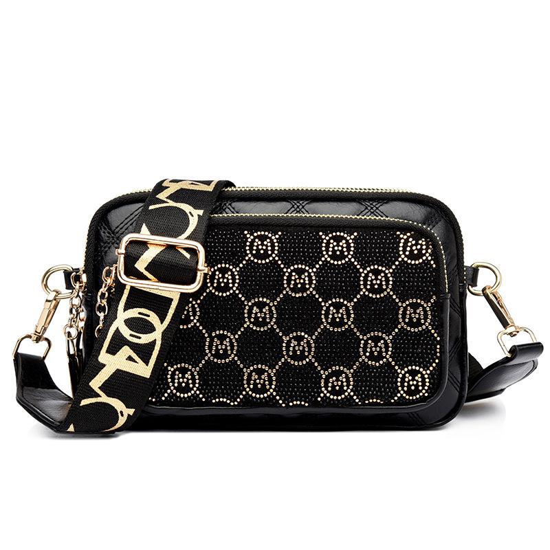 Multi-layer Women's Bags, New Fashionable Alligator Pattern Glossy Shoulder Bags, Large-capacity Bright Diamond Mobile Phone Bags.