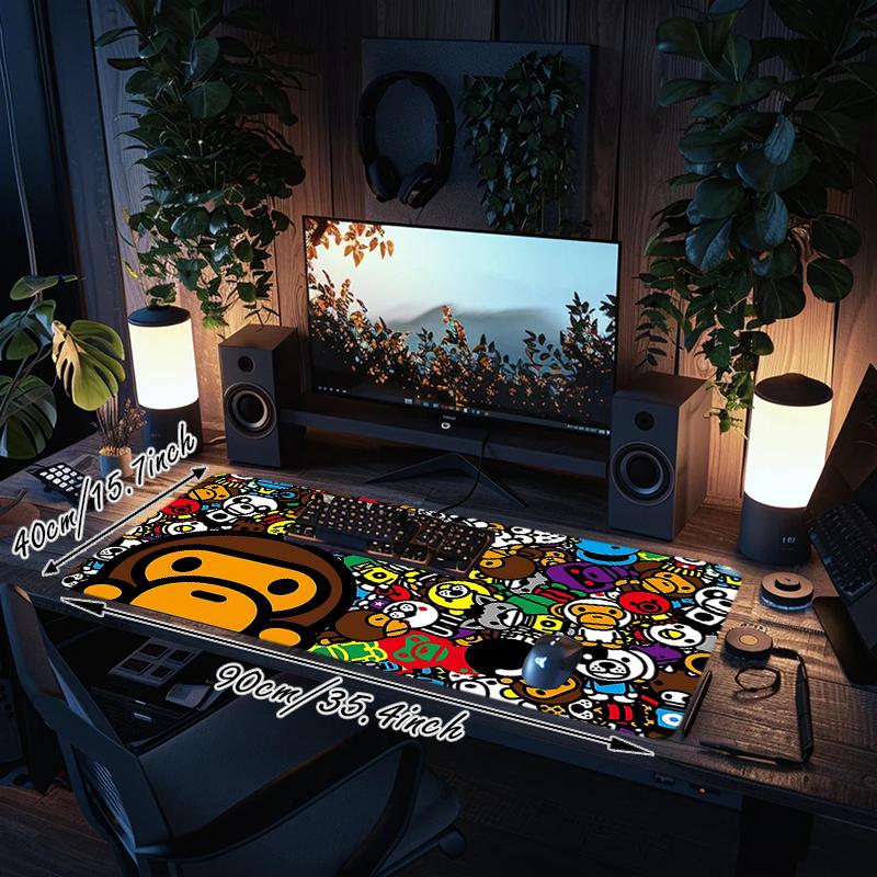 1Pc Colorful Cartoon Faces Gaming Mouse Pad Keyboard Desk Mat Non-slip Rubber Lock Edge Waterproof Computer Mousepad for Office Home Decor Es116