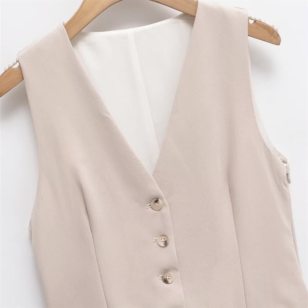 2025 Frühling/Sommer Damen Taillenbetonendes V-Ausschnitt Ärmelloses Mini-Kleid