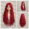 HAIRCUBE Červená rovná syntetická paruka pro ženy Dlouhá přírodní vrstvená paruka s ofinou Cosplay Party Paruka z tepelně odolných vláken