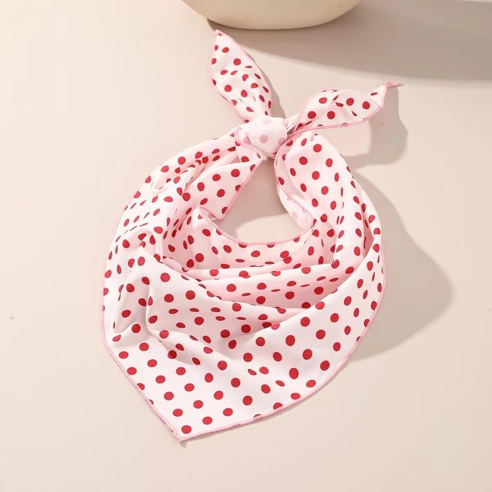 Thin Polka Dots Triangle Scarf Polyester Head Wraps Elegent Foulard Hair Band Women