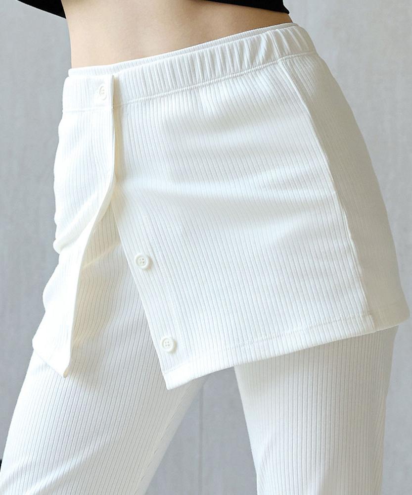 Debiweeo Layered Wrap Bootcut Pants (Set) Devi-B0084-White
