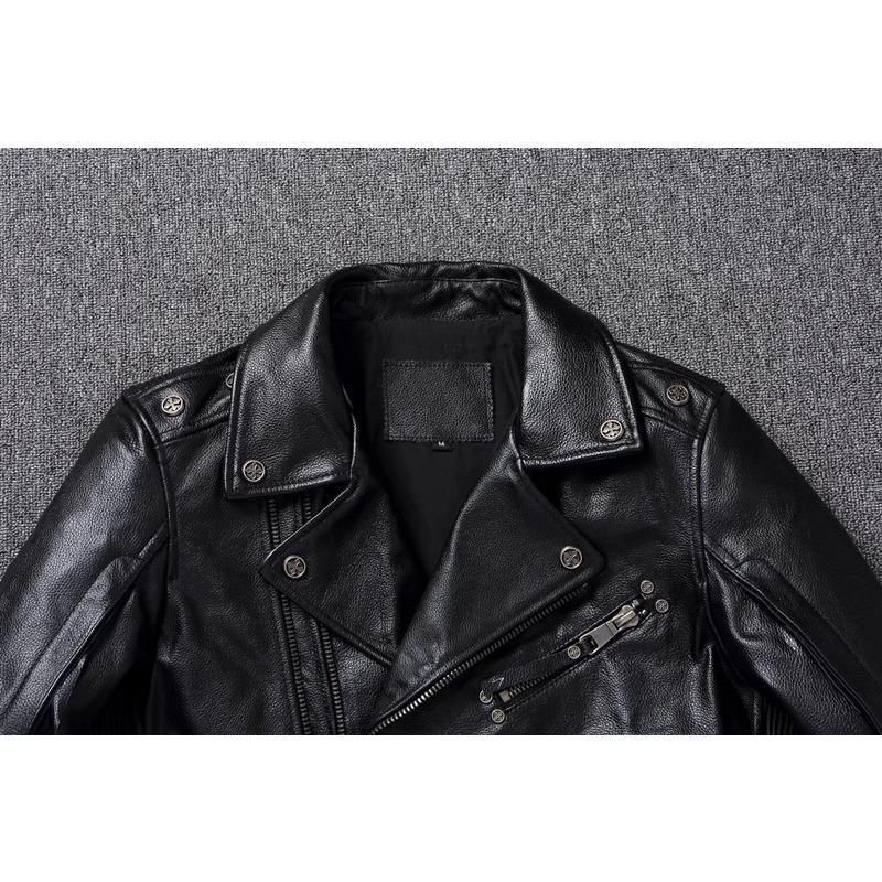 Chinese Size Heavy Motorcycle Jacket Natural Cowhide Leather Top Layer Causal Vintage Retro Moto Suit Leather Coat Winter