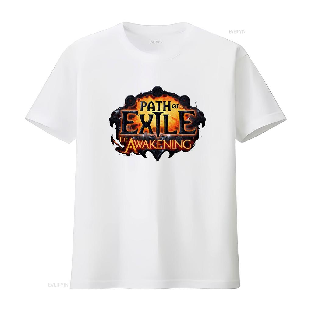 Men S Path of Exile The Awakening Video Game Promo T Shirt 4XL XXXXL Design Gaming Vintage Washed Versatile Slightly Fashion