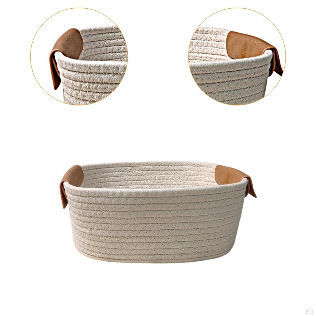 Cesta de almacenamiento tejida de algodón, cesta de picnic rústica decorativa para frutas y pan