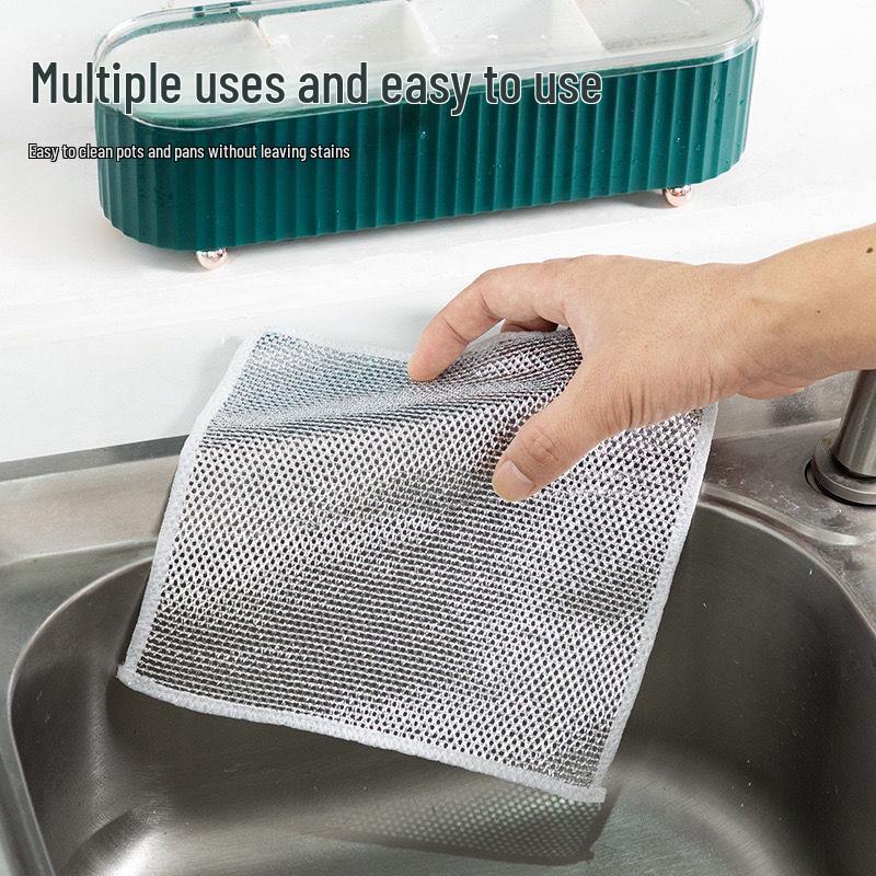 

Oil-Free Degreasing Steel Wire Dishcloth for Kitchen Cleaning High Quality Silver Wire Cloth [Single Layer]
