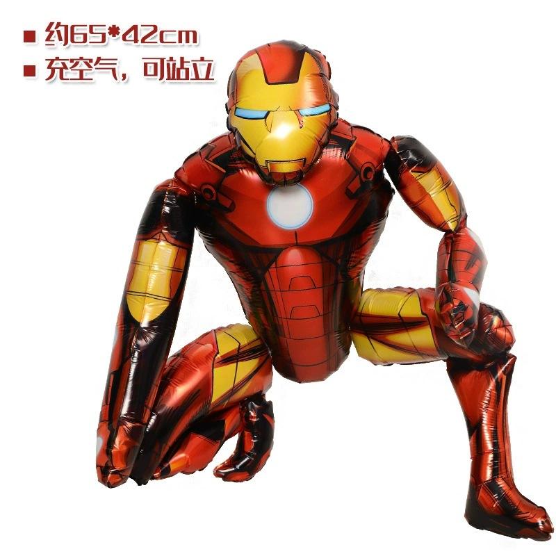 

Cartoon 4D Stereo Standing Spider-Man Batman Iron Man Aluminum Film Balloon Boy Children S Birthday Decoration Arrangement 3D button assembly, Iron Man