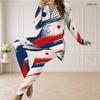 Women Plus Size Beige Star Printed Half Zip Long Sleeve Longline Top And Fitted Pants Two Piece Set