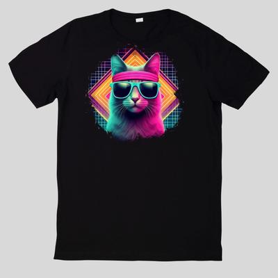 T-Shirt Aquarell Retro coole KatzenWird in neuem Fenster oder Tab geöffnet