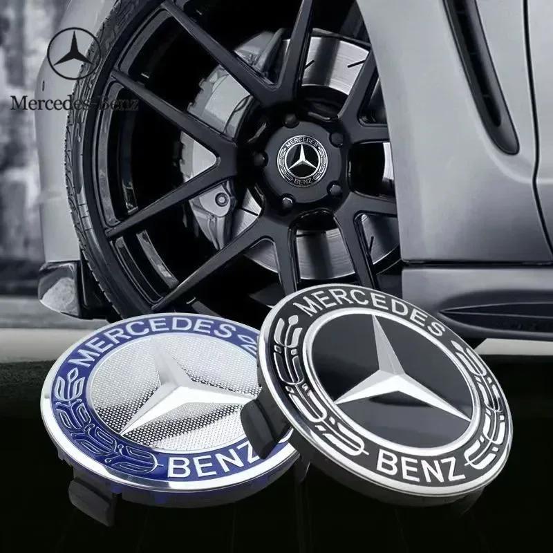 C200 E300 2026 Hot 4PCS 75mm Car Wheel Center Hub Caps Cover for Mercedes Benz B/C/E/S Class A Class C200L GLC GLK CLA Accessori
