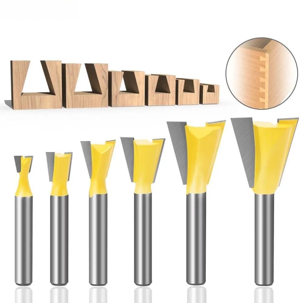 6PCS Dovetail Router Bit Set Woodworking Milling Cutter Carving Tool Wood Router Bits Kit