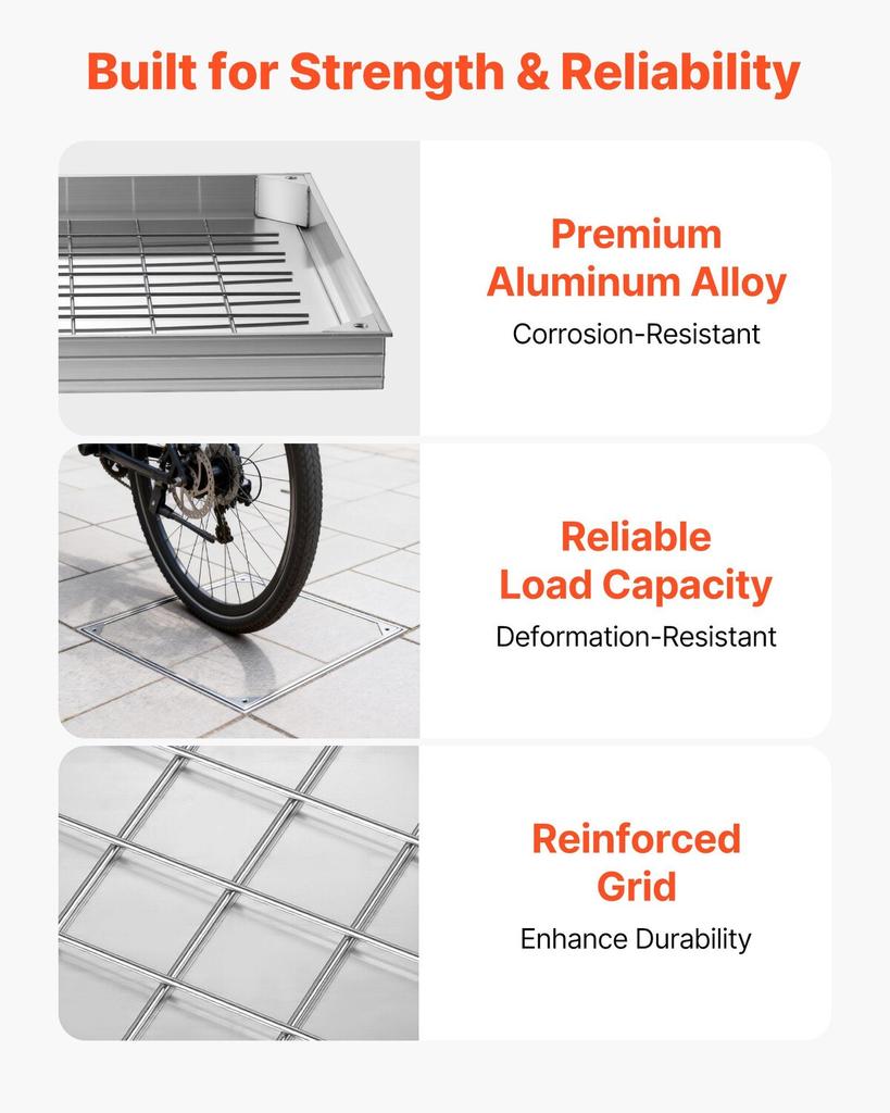 Manhole Cover with Frame, 600 X 600mm Invisible Recessed Septic Tank Access Covers, Aluminum Alloy Embedded Drain Channel Inspection Cover for