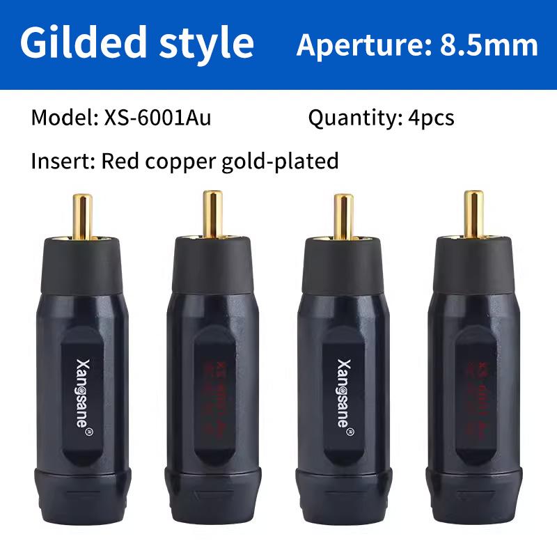 Xangsane 1set pure copper gold silver plated hifi rca plug audio cable amplifier connector welding RCA diy coaxial cable plug Gilded 8.5mm 4pcs