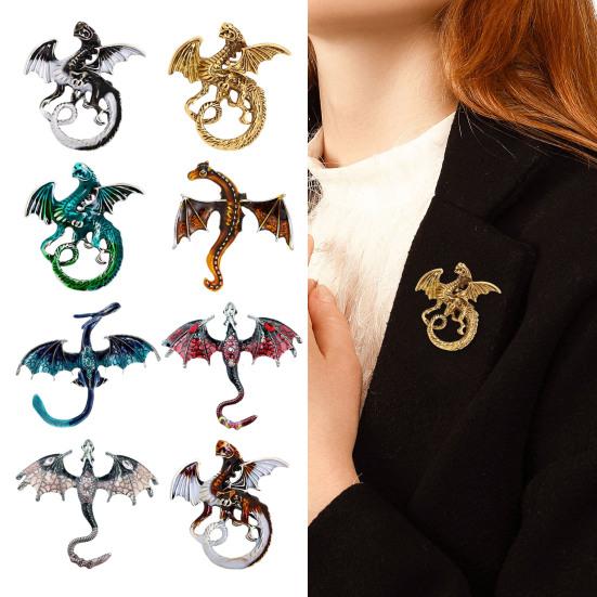 Winged Dragon Brooch Retro Colorful Dragon Brooch Pin Decorative Alloy Lapel Pin Clothes Accessory for Backpack Hats Jackets Decoration
