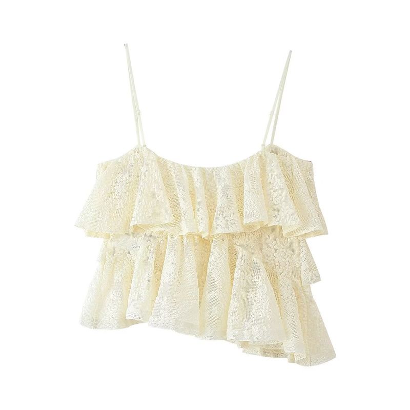 Jnleaog Spring New Arrival Women's Clothing Fashion Style French Fashion Design Lace Laminated Decoration Tops