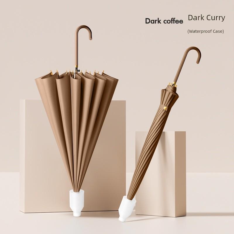 INS Japanese Style Fresh Long Handle 16K Automatic Belt Waterproof Cover Vinyl Sun Protective Straight Handle Women's Golf Umbrella