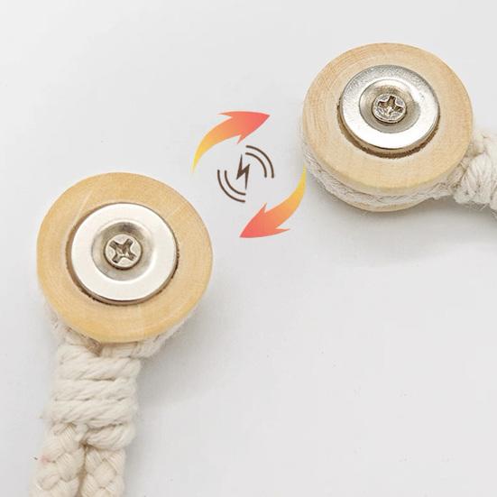 2PCS Magnetic Curtain Ties,with Strong Suction, Woven Rope And Wooden Beads Tiebacks, for Nordic Japanese Style Home Decor