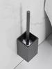 Black Toilet Brush Holder with Brush Aluminum Gray/White Bathroom Toilet Scrub Cleaning Brush Holder Set