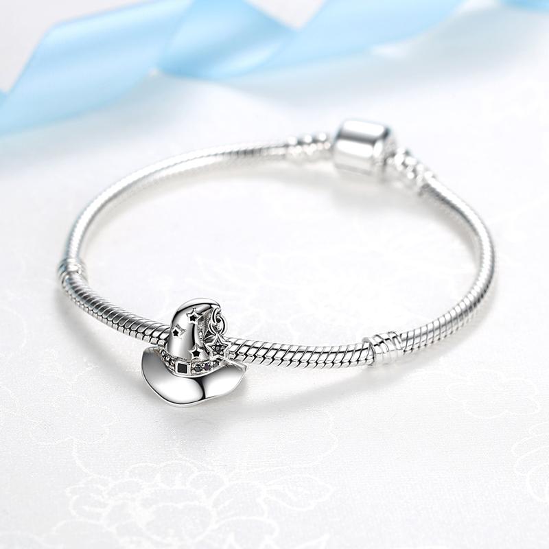 Original 925 Silver Charms Beads Wizard Hat Dragon Charm Halloween Fit Bracelets Necklaces Women DIY Jewelry