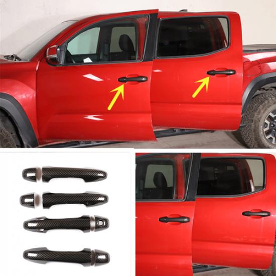 Carbon Fiber Car Door Handles Cover Trim For Toyota Tacoma 2016-