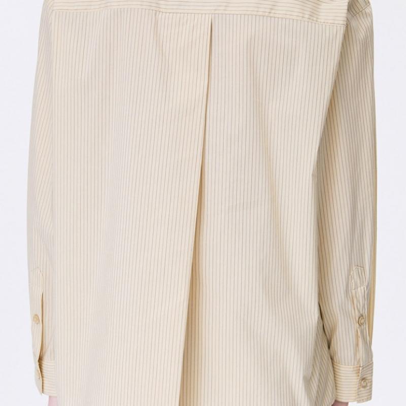 [shs Miss] Stripe Open Collar Pocket Shirt Swwstp12100