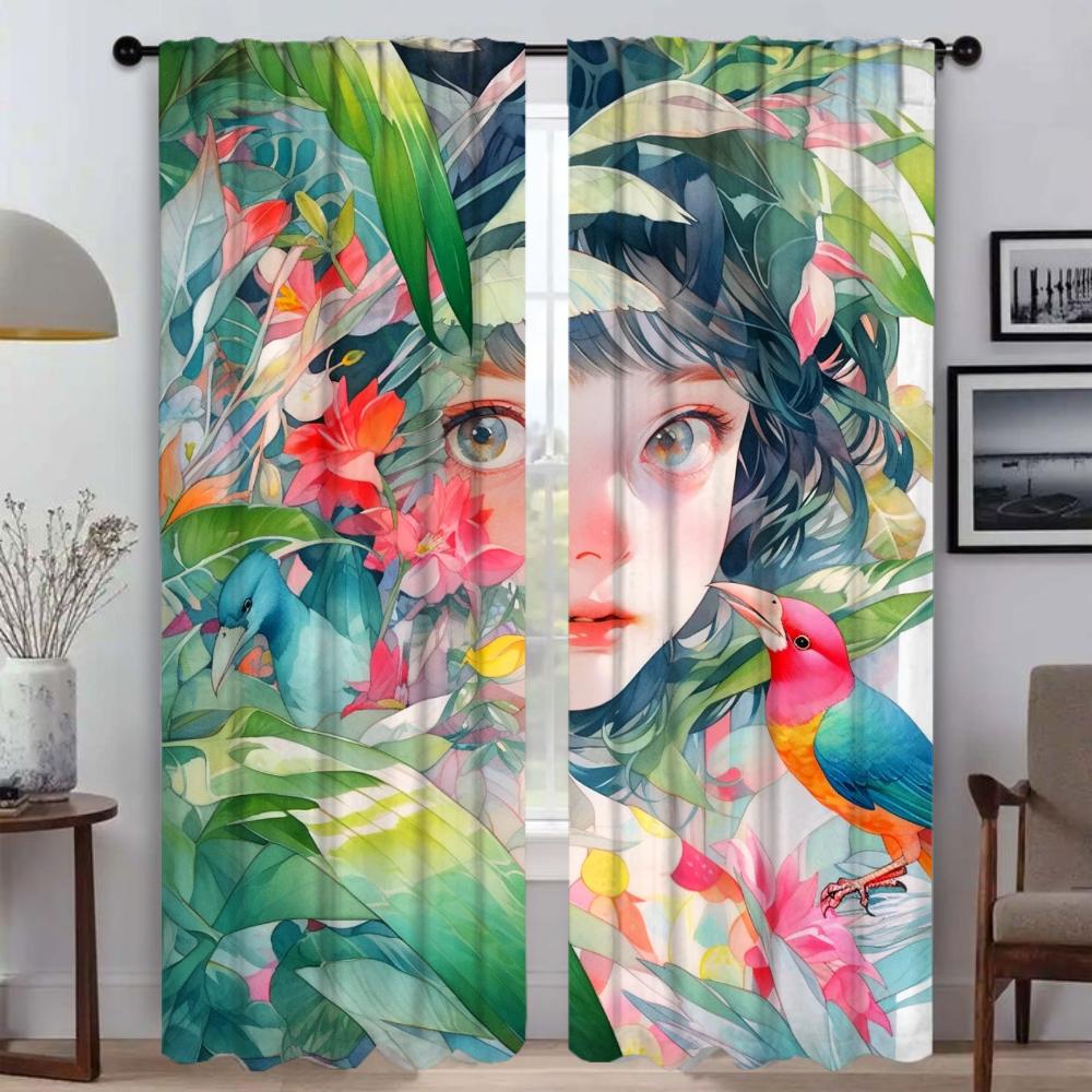 Tropical Plant Home Interior Curtains for Living Room Blackout Curtain Halloween Decoration Shades Tulle for Bedroom Partition
