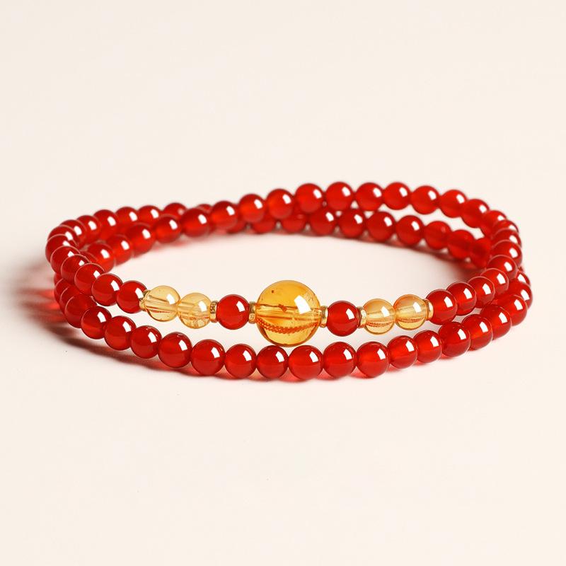 Natural agate optimization citrine beaded bracelet women's niche design light luxury fashion high sense versatile jewelry