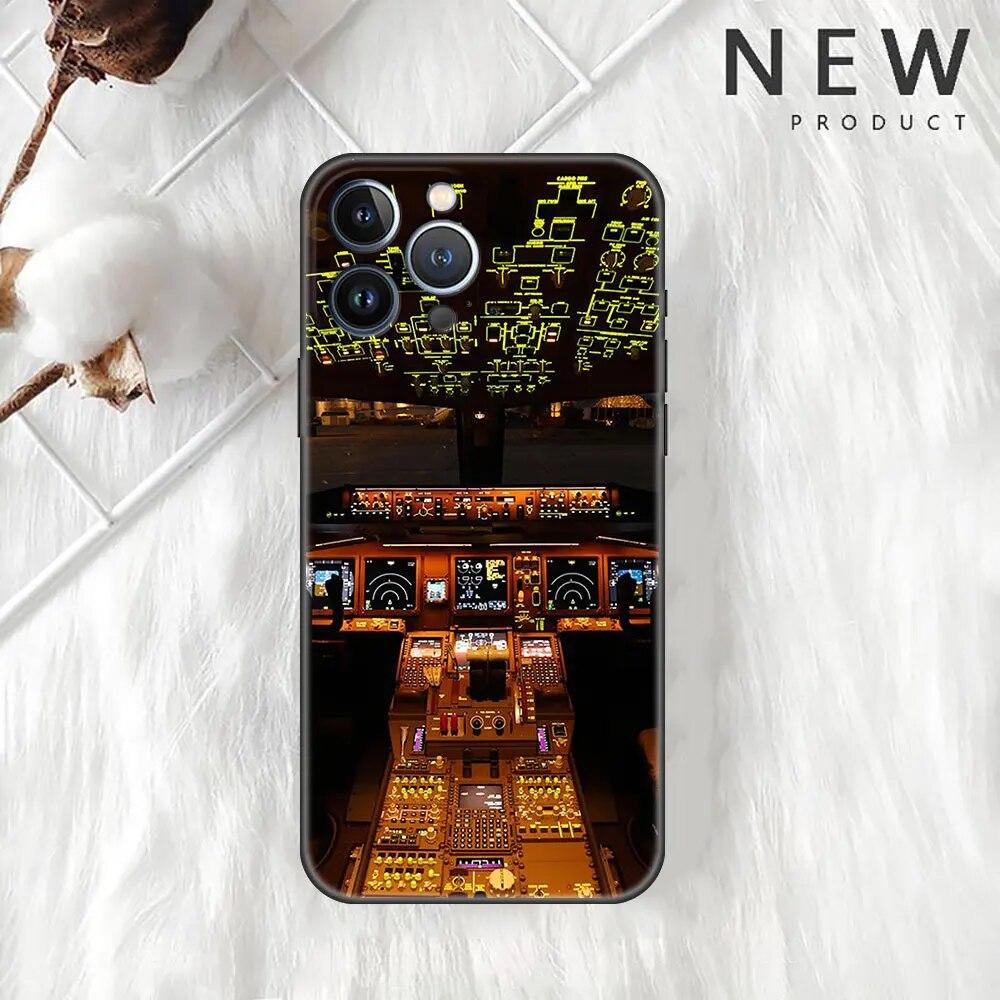 Case For Apple iPhone 11 13 12 14 Pro 7 Plus XR X XS Max 6 6S SE Phone Funda Aviation Aeroplane Helicopter Cockpit Instrument