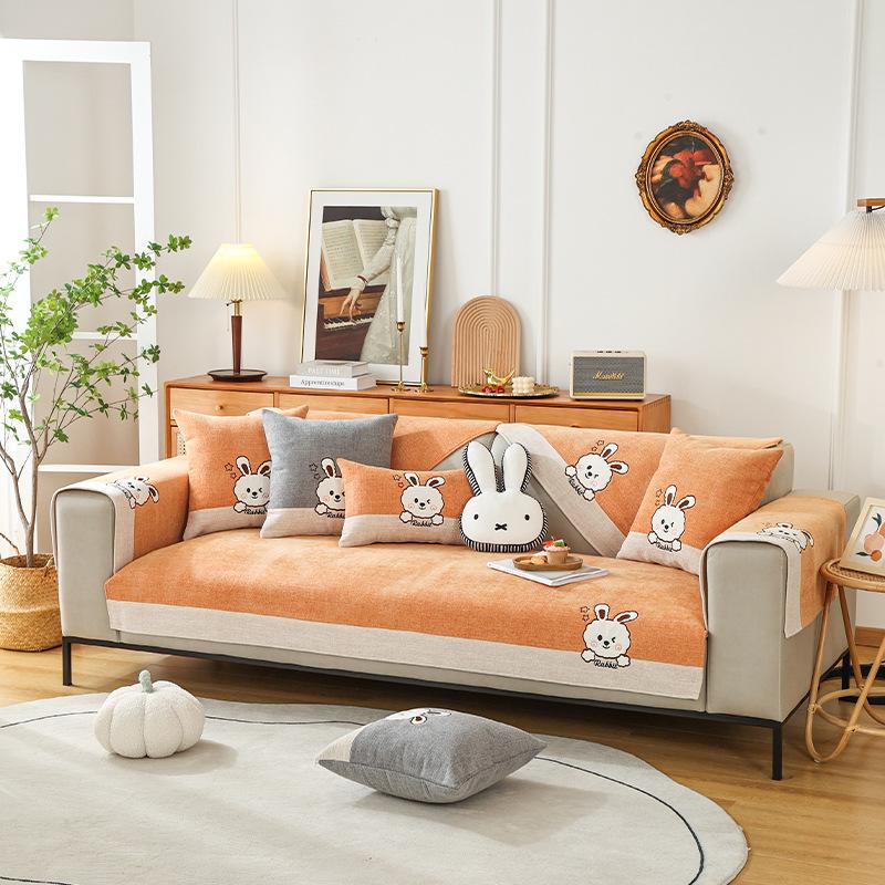 Chenille Sofa Cushion Four Seasons Universal Simple Modern Cartoon Non-Slip Seat Mat All-Inclusive Sofa Cover Blanket Cover Towel