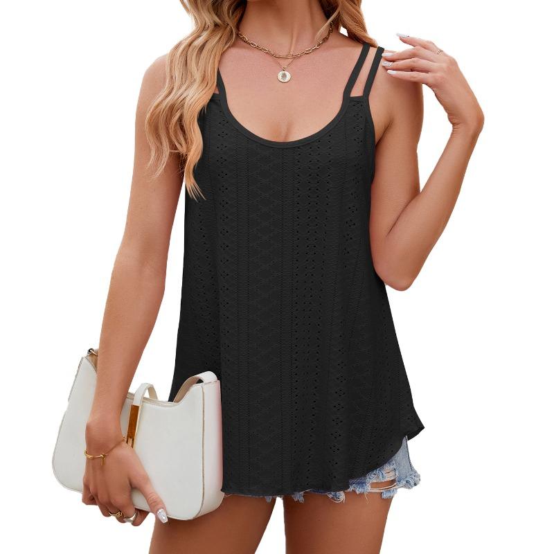 Women's Top Spring/summer T-shirt Sleeveless Suspender Hollowed Out V-neck Vest for Women