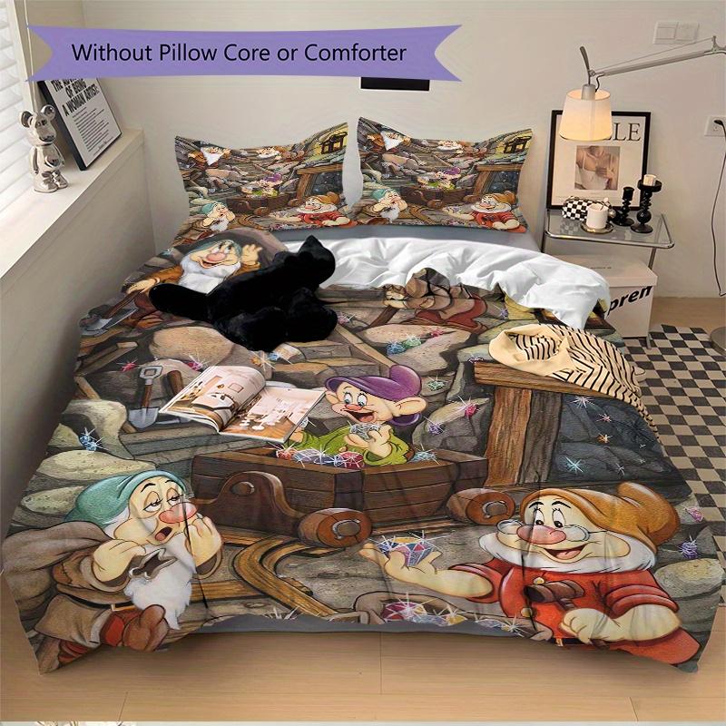 3pcs Seven Dwarfs Mining Quilt Cover Set - Soft & Comfortable Polyester Fabric, All-Season Breathable Comforter Set For 1 Quilt Cover & 2 Pillowc