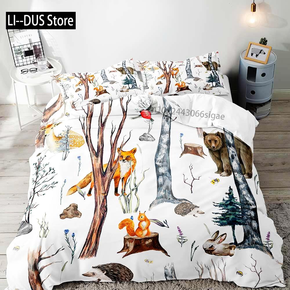 

Comforter Cute Deer Bear Fox Full Bedding Sets Boys Girls Toddler Kids Bedding Comforter 2 Pillow Sham Comforter (quilt)-EU Single(135*200cm)3pcs