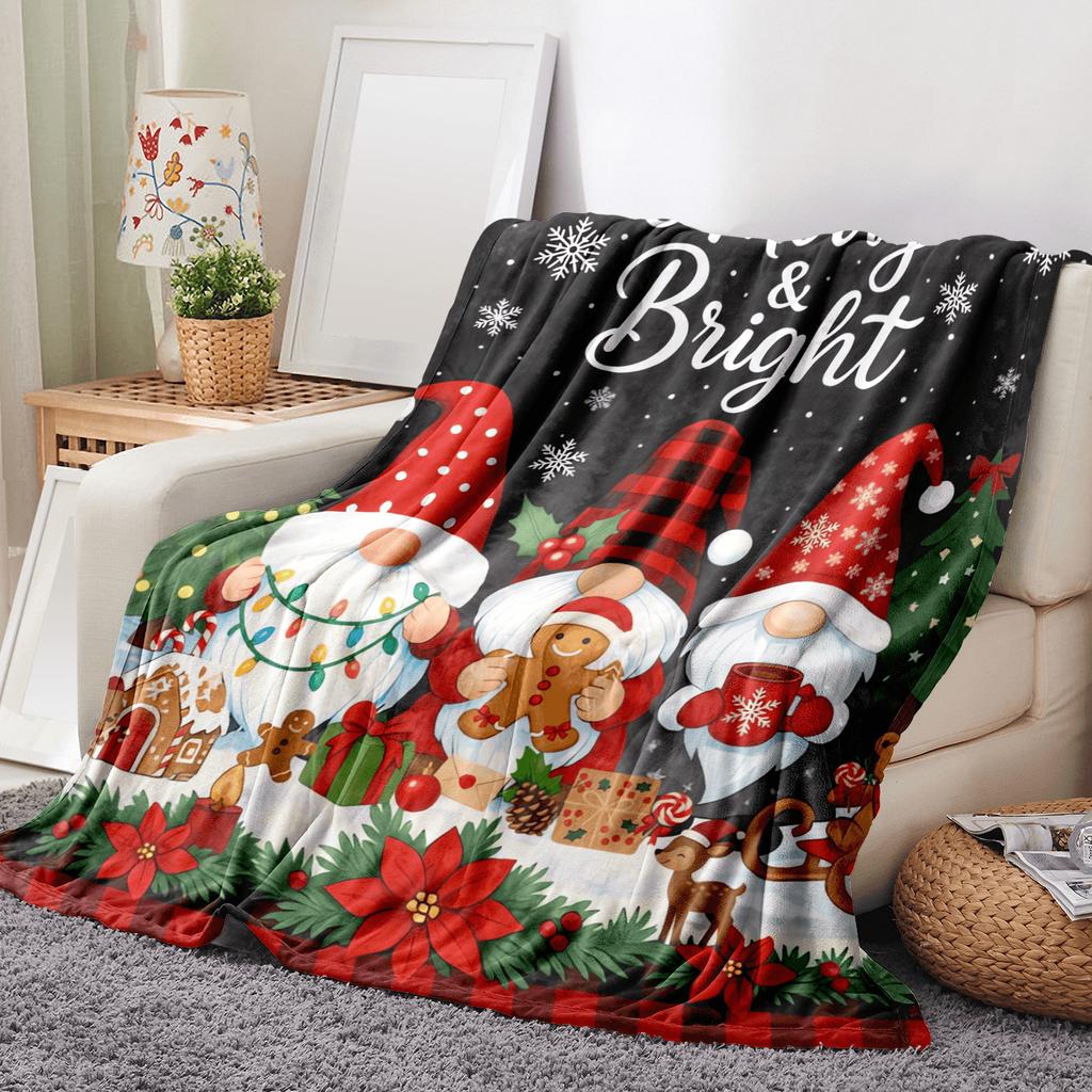 Gnome Christmas Decorative Throw Blanket,Flannel Winter Blankets for Couch Sofa, Holiday Home Decor, Xmas Festival Gifts
