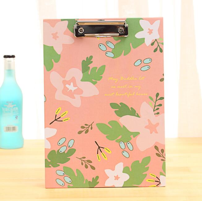 Floral Print Paper Clipboard Office School Supplies Folder File Organize Holder A4 File Clip Board Flip Writing Pad-Horizontal
