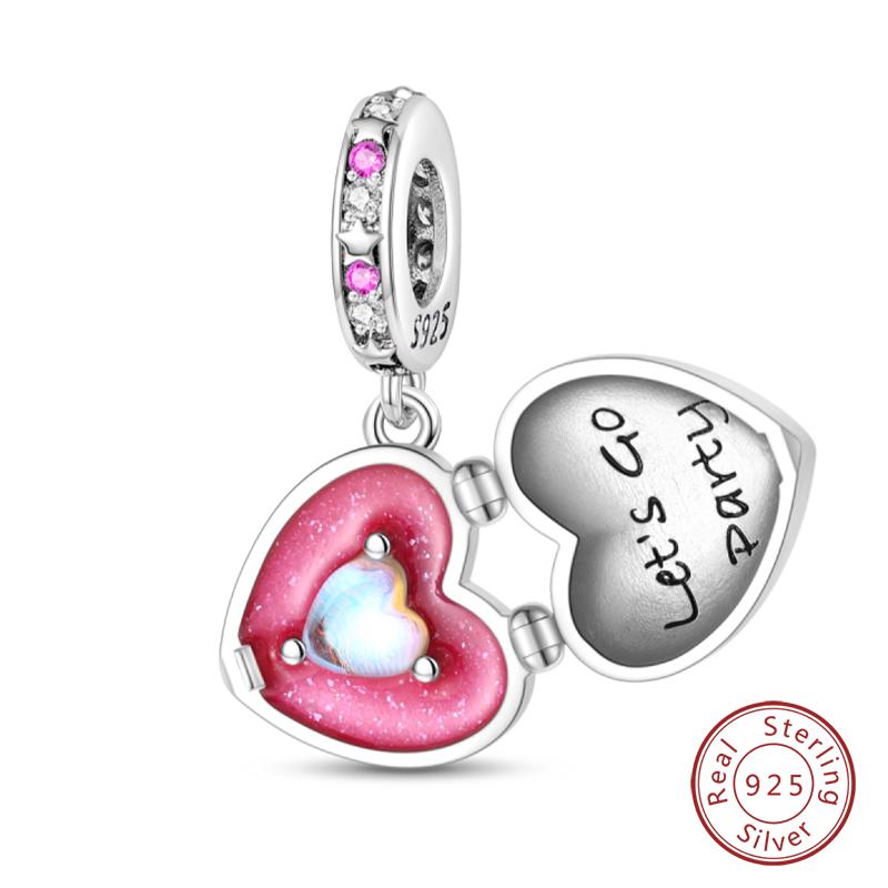 100% Copper Fashion Pink Princess Skirt Bag Lipstick Charms Beads Fit Qikaola Original Bracelets Diy Jewelry Gifts