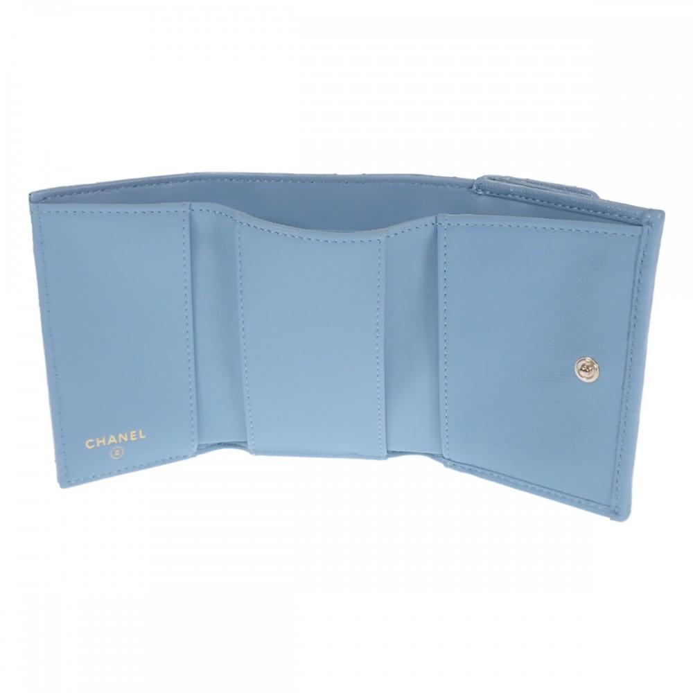 Chanel AP3397 Tri-fold Wallet Strass Blue Women