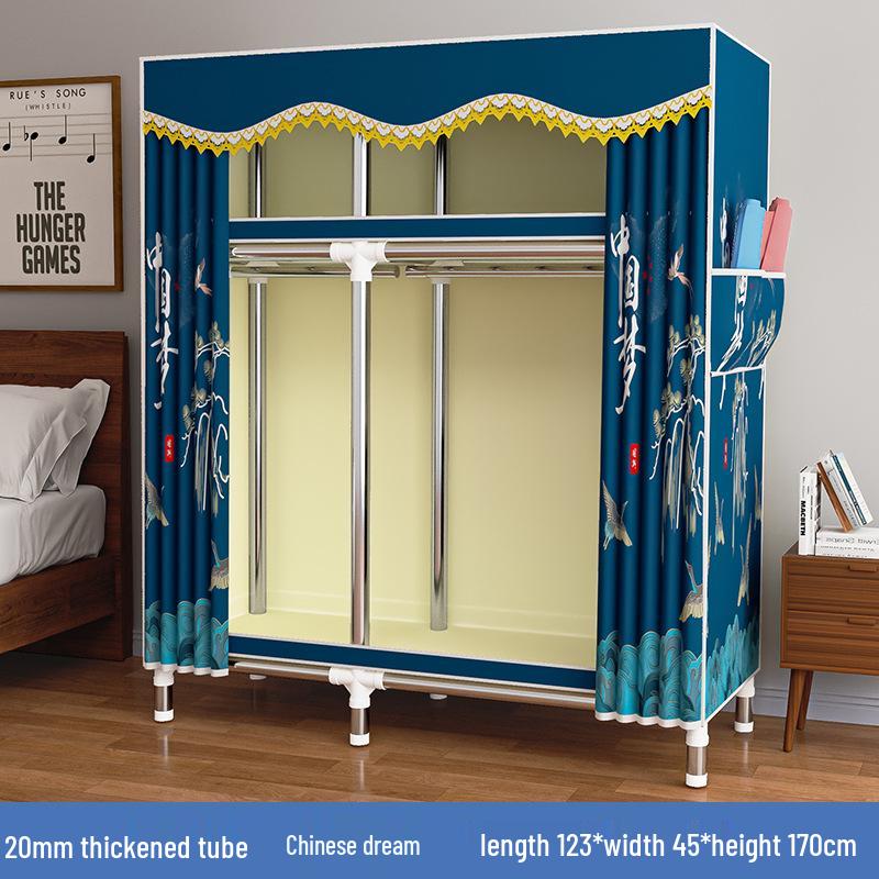 Thickened Steel Pipe Fabric Wardrobe for Dorm or Bedroom Storage