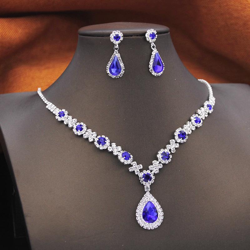 Rhinestone Flower Necklace Set for Women Choker Necklace and Earrings Party Birthday Wedding Dress Bridal Jewelry Sets Fashion